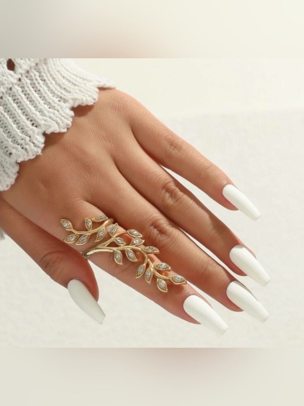💥3/$28 Bohemian Rhinestone Accented Leaf Statement Ring ~ Olive Branch Vine - Picture 10 of 11